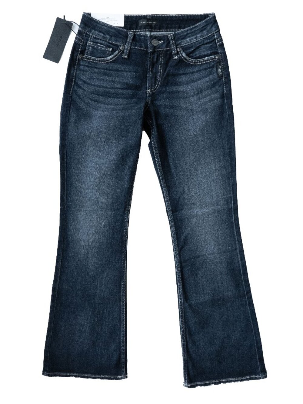 New Silver Jeans Suki Boot Mid Rise Dark Wash Curvy